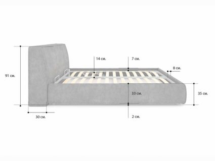 Кровать Сонум Altea Кашемир Синий (с подъемным механизмом) 180х190