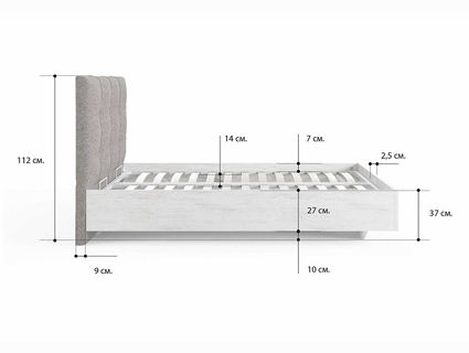 Кровать Сонум Victoria Ясмунд + Кашемир Бежевый (с подъемным механизмом) 90х190