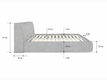 Кровать Сонум Altea Рогожка Пепельная (с подъемным механизмом) 90х200