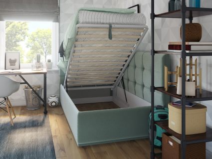 Кровать Nuvola Sabina угловая Velutto 22 (с подъемным механизмом) 200х190